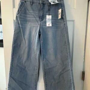 Curve Blue Wide Leg Jeans